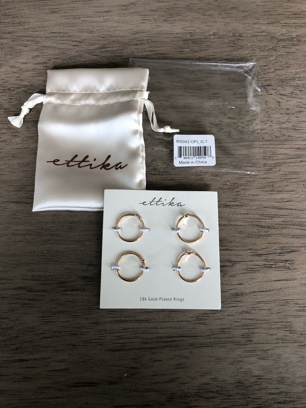 Ettika Opal and Gold Ring Set of Four Size 7
